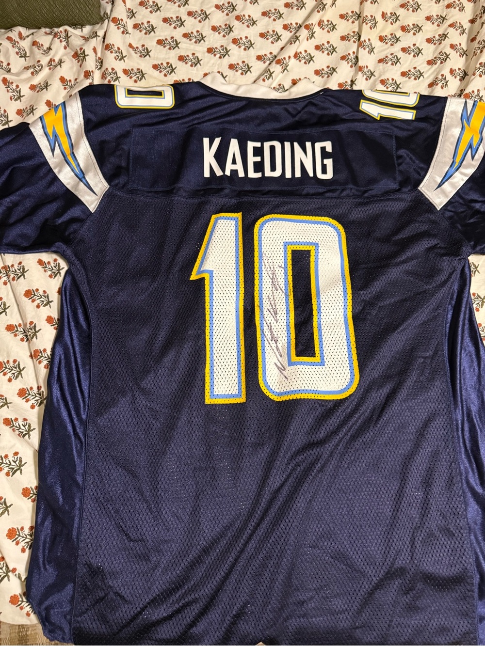 NFL Navy Blue and White Chargers #10 Kaeding Jersey